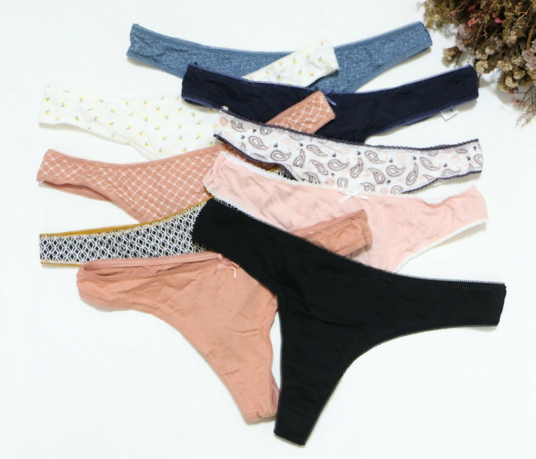 6 pack pure cotton multicolor thong panties