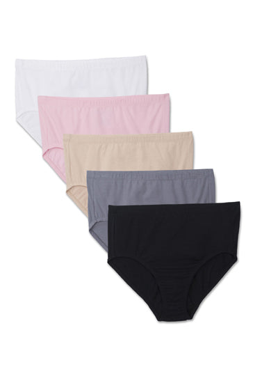 Beauty 5-Pack Soft Elastic Plus Size Panties+ 1 Free Bra