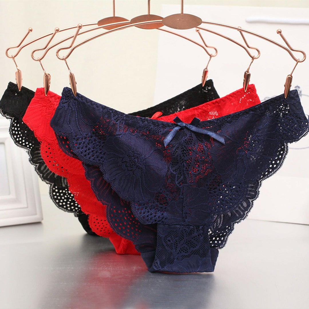 Low Waist Hollow Bow Panties Pack (of 3)
