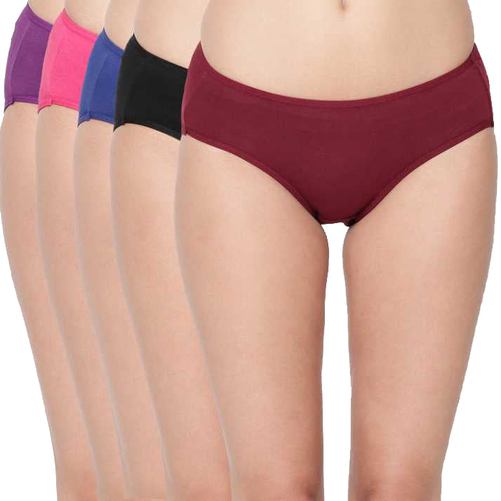 5 Pack Classic Pure Cotton Hipster Panties