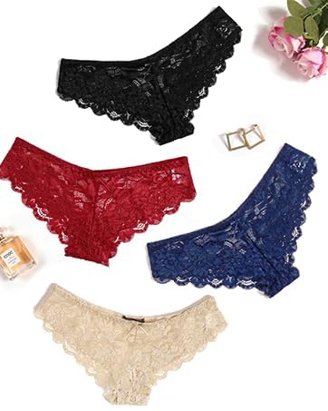 Mix of Colors Lace Thong Set - Pack of 4