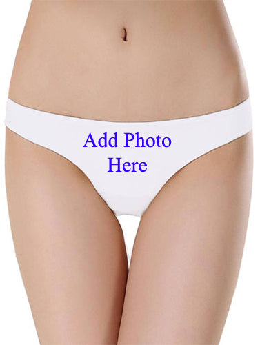 Custom Photo- White Low Waist Cotton Thong Panty